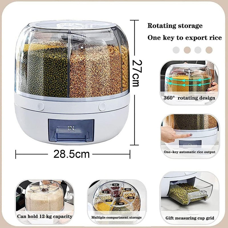 6 Grid Rotating Cereal Dispenser