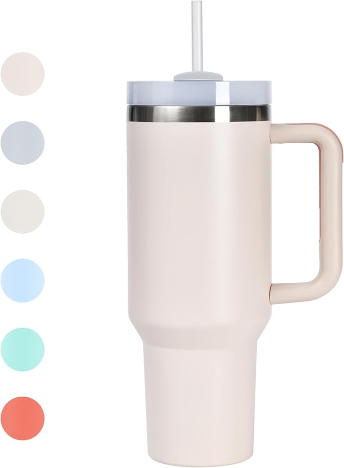 40oz Tumbler cup with handle straw stainless steel vacuum insulated mug 1200ml