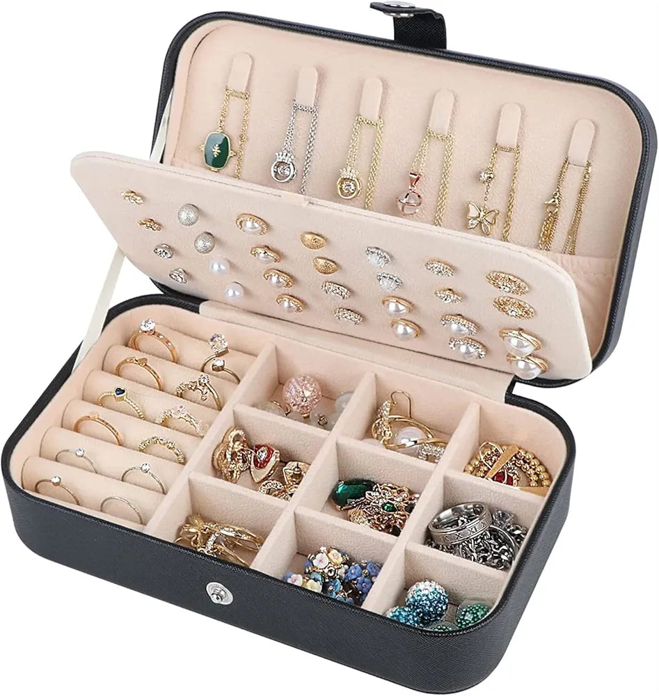 Travel Jewelry Organizer Portable Travel Jewelry Boxes For Women and Girls Pink Jewelry Organizer Travel Case For Rings Earrings Necklace Bracelets