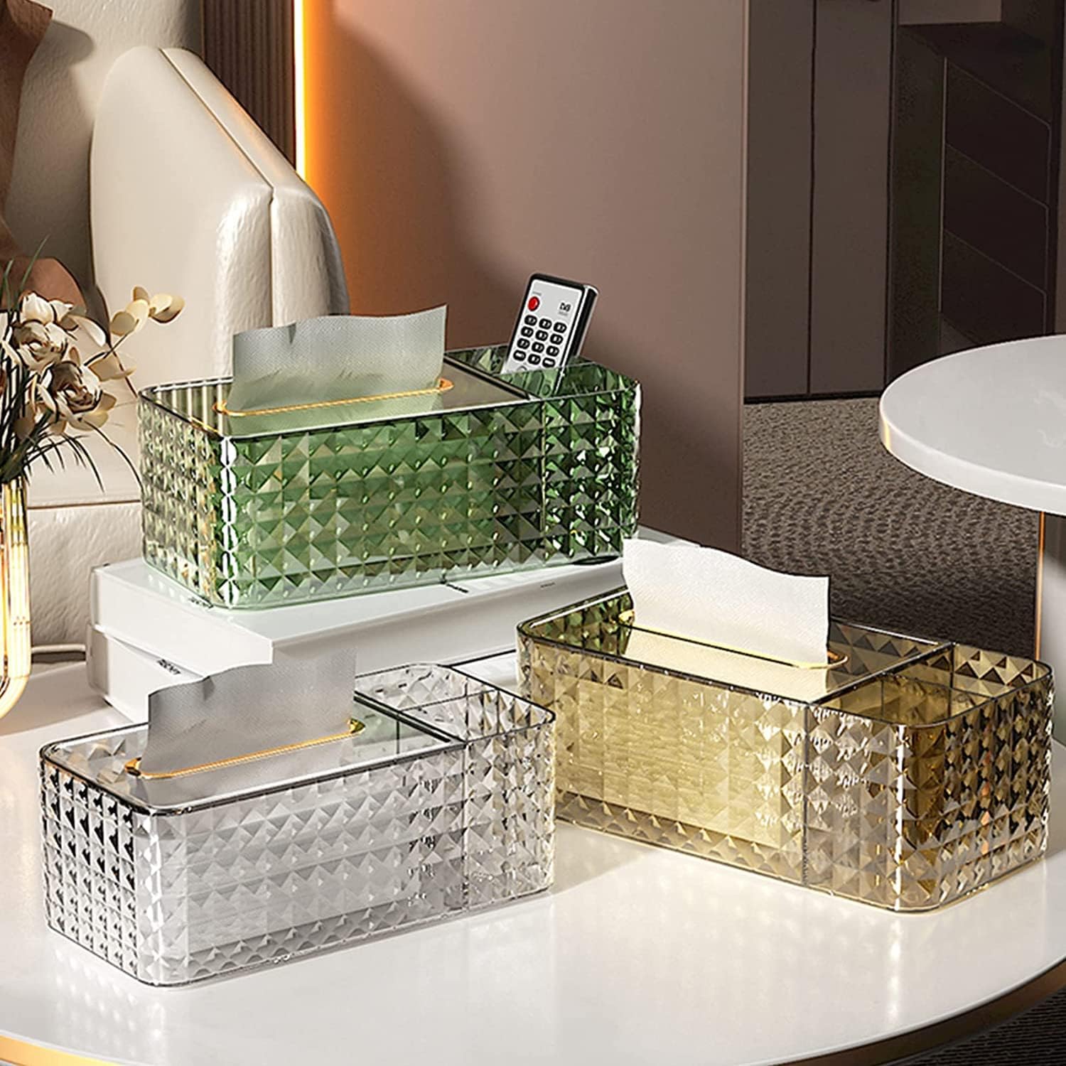 Luxury Multi Color Crystal Tissue Box Elegant Crystal Paper Towel Holder For Living Room Décor Home Organization