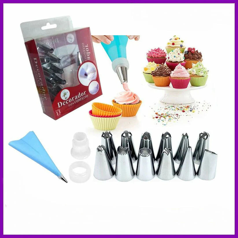 14Pcs Cake Piping Nozzle Tools Set Silicone Icing Piping Cream