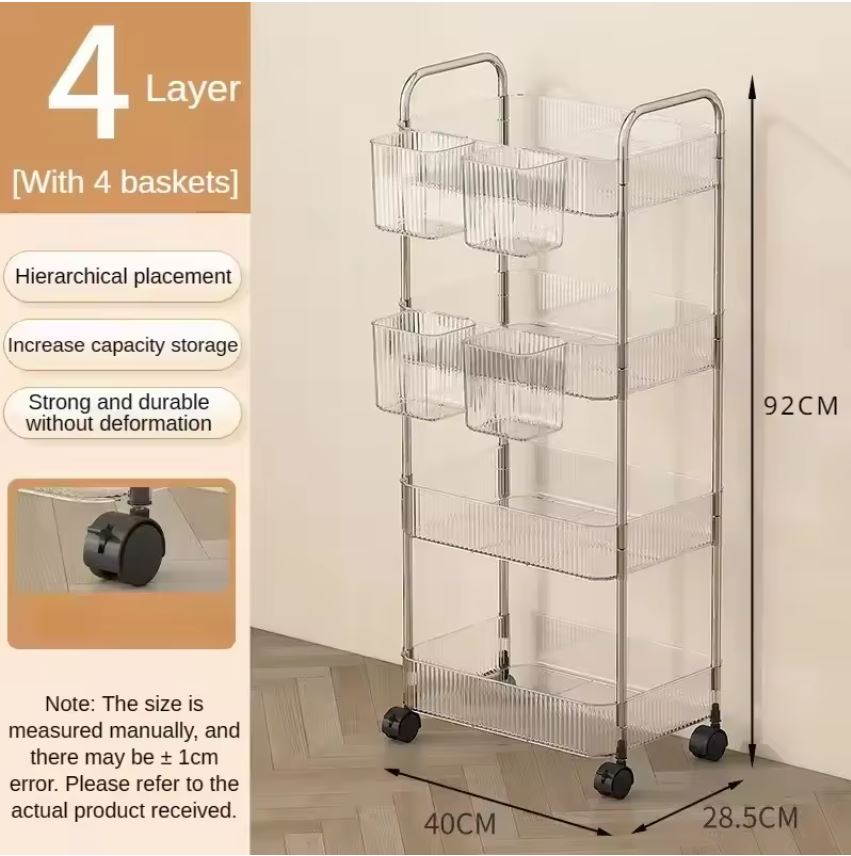 Luxury Acrylic 4 Tier Trolley