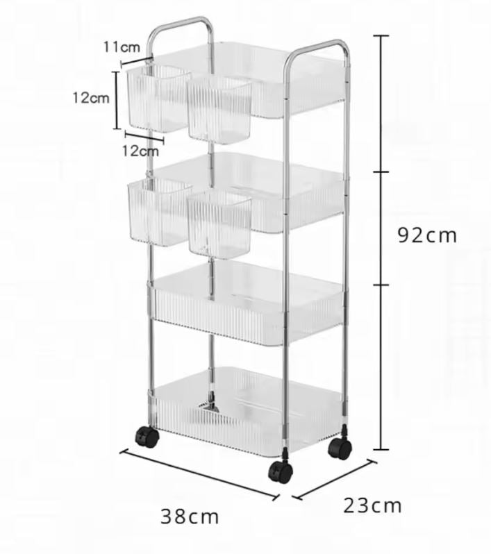 Luxury Acrylic 4 Tier Trolley