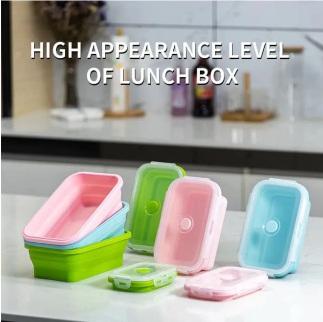 4 Piece Stackable Silicone Collapsible Lunch Box Set With Lids