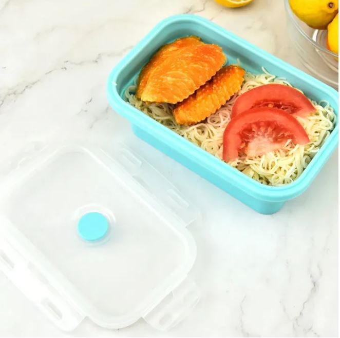 4 Piece Stackable Silicone Collapsible Lunch Box Set With Lids